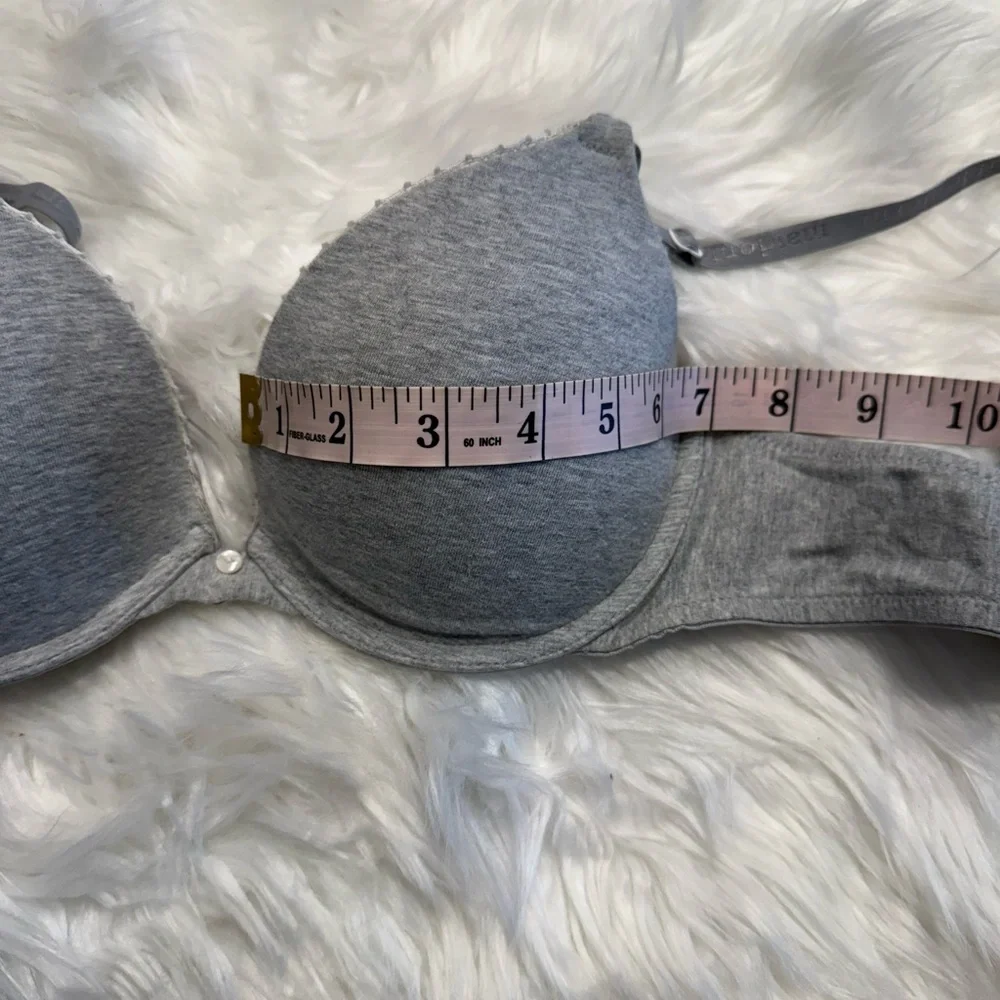 Maidenform | 36B Heather Gray Cotton Push-Up Bra With Underwire and Cute Accents